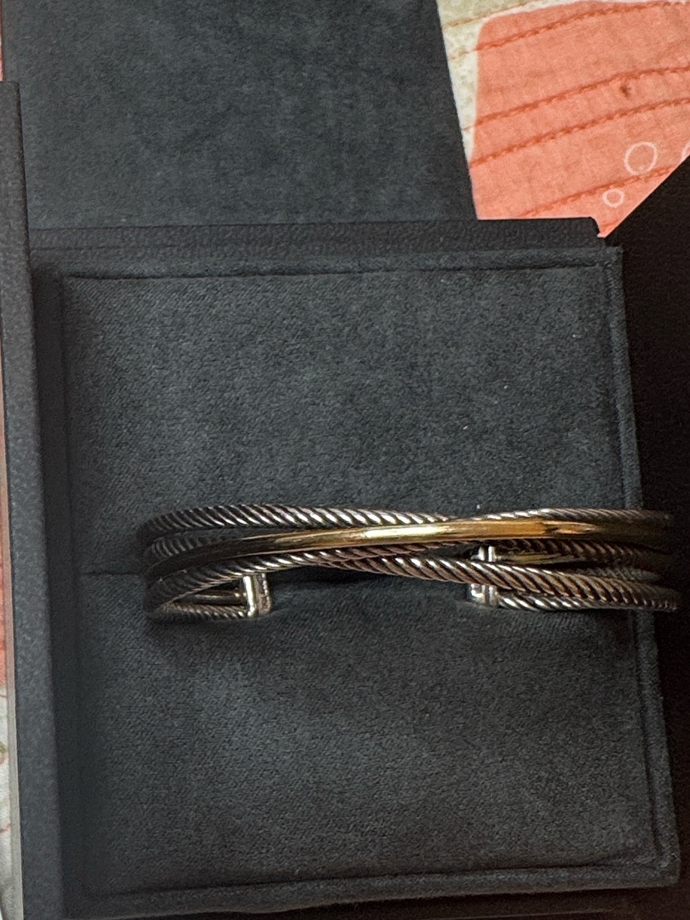 David Yurman Crossover Collection Three-Row Cuff with 18k Yellow Gold, 18mm